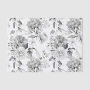 Black and White Hydrangea Dutch Still Life Art Tissue Paper