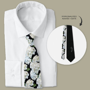 Black and White Hydrangea Groomsmen Tie
