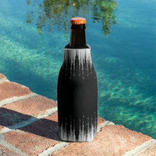 Black And White Hypnotic Circled Line Streaks Art Bottle Cooler