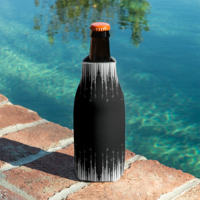 Black And White Hypnotic Circled Line Streaks Art Bottle Cooler (In Situ Pool)