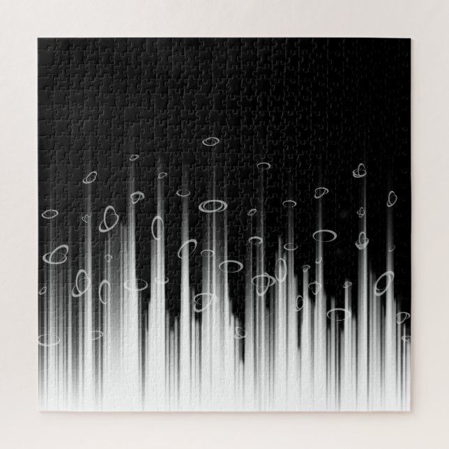 Black And White Hypnotic Circled Line Streaks Art Jigsaw Puzzle (Vertical)