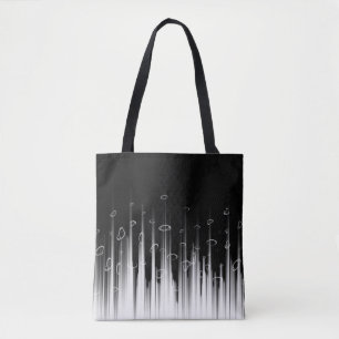 Black And White Hypnotic Circled Line Streaks Art Tote Bag