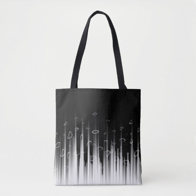 Black And White Hypnotic Circled Line Streaks Art Tote Bag (Front)