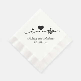 Black and White I Do | Wedding Paper Napkin