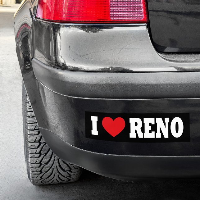Black and White I Love Reno Bumper Sticker (Black and White I Love Reno Bumper Sticker)