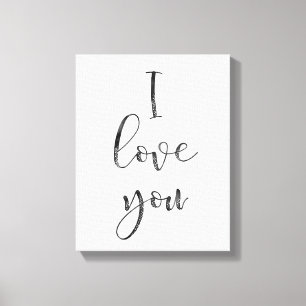 Black and White I Love You Canvas Print