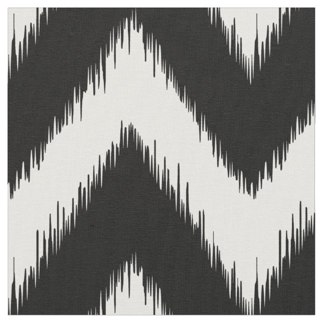 Black and White Ikat Chevron Fabric (Close Up)