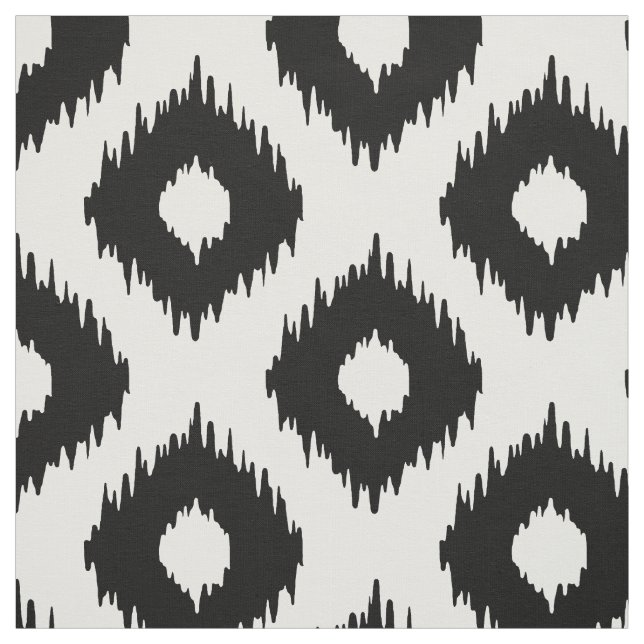 Black and White Ikat Pattern Fabric (Swatch)