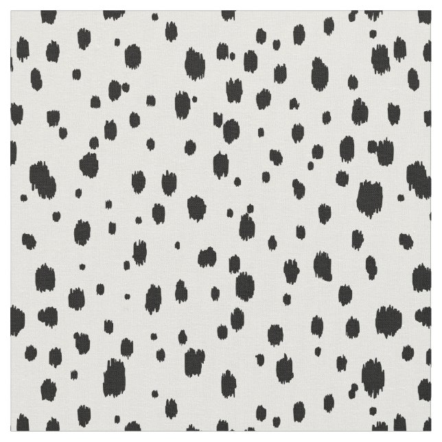 Black and White Ikat Scattered Dots Fabric (Close Up)