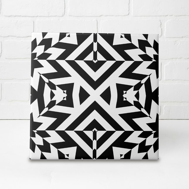 Black and White Illusive Op Art Geometric Pattern Tile (Creator Uploaded)