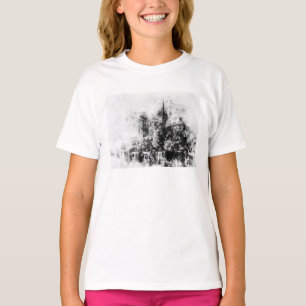 Black and White Illustration Notre-Dame Cathedral T-Shirt