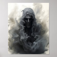 Black And White Illustration Of Creepy Ghost 