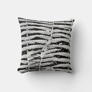 Black and white image of forest fern cushion