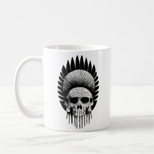 Black And White Indian Skull Coffee Mug