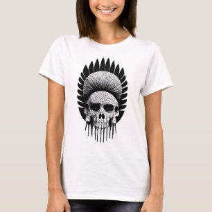 Black And White Indian Skull T-Shirt