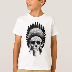 Black And White Indian Skull T-Shirt