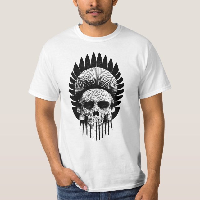 Black And White Indian Skull T-Shirt (Front)