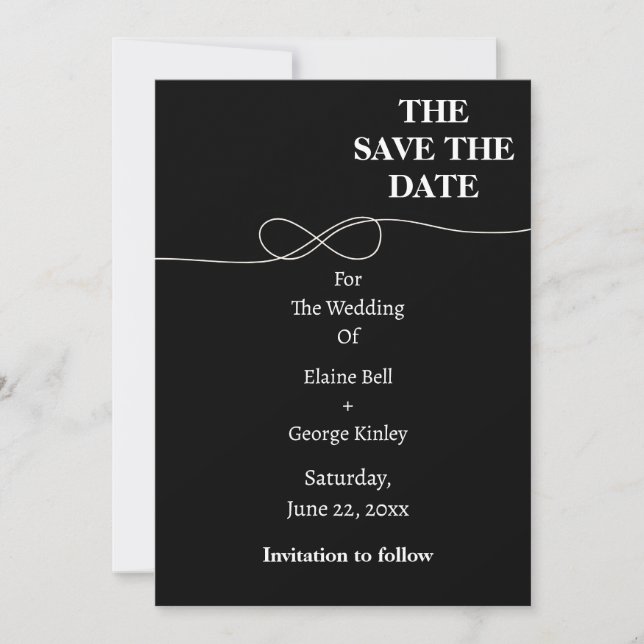 Black and White Infinity Save the Date  (Front)