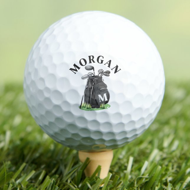 Black And White Initial Name Monogram Golf Balls (Black And White Initial Name Monogram Golf Balls)