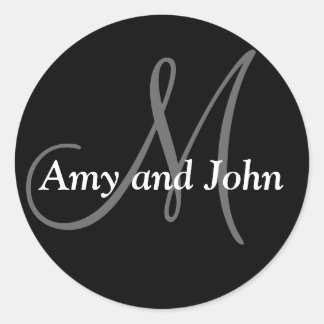 Black and White Initial Wedding Favour Stickers