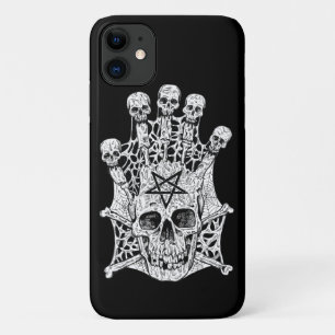 Black and White Ink Drawing Skulls iPhone 11 Case