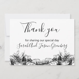 Black And White Ink Wash Wedding Thank You Card