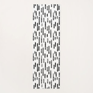 Black and White Inky Rounded Lines Pattern Yoga Mat