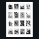Black and White Instant Film 16 Photo Collage Poster<br><div class="desc">Create your own photo collage poster print featuring 16 of your favourite pictures in a black and white colour instant film style frame</div>