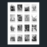 Black and White Instant Film 16 Photo Collage Poster<br><div class="desc">Create your own photo collage poster print featuring 16 of your favourite pictures in a black and white colour instant film style frame</div>