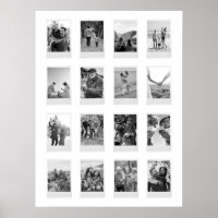Black and White Instant Film 16 Photo Collage