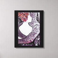 Black and white Interracial couple hugging artwork