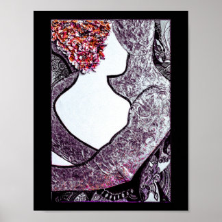 Black and white Interracial couple hugging artwork Poster