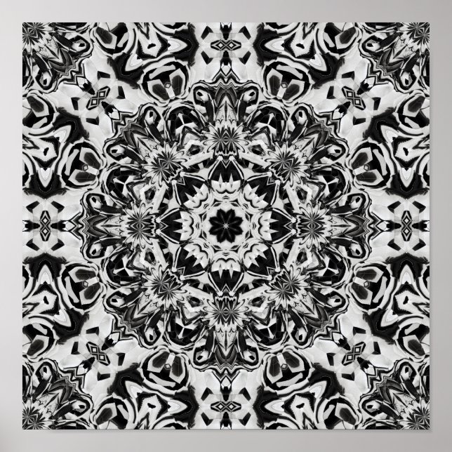 black and white intricate mandala pattern art poster (Front)