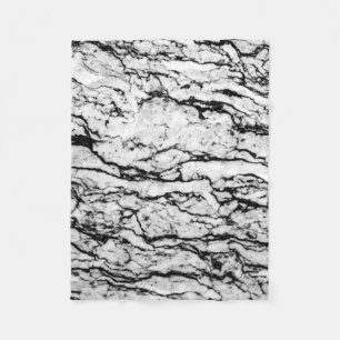 Black and White Intricate Marble Stone Pattern Fleece Blanket