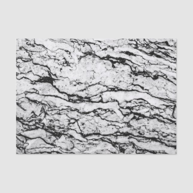 Black and White Intricate Marble Stone Pattern Tissue Paper (Front)