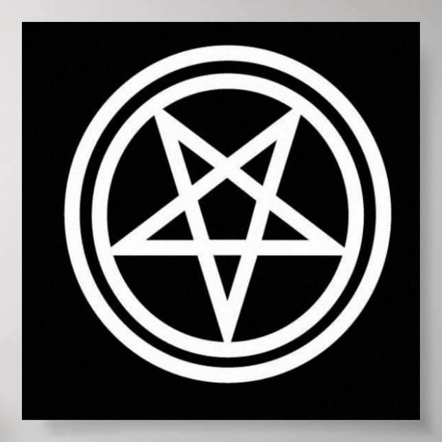 Black and white inverted pentagram canvas print (Front)