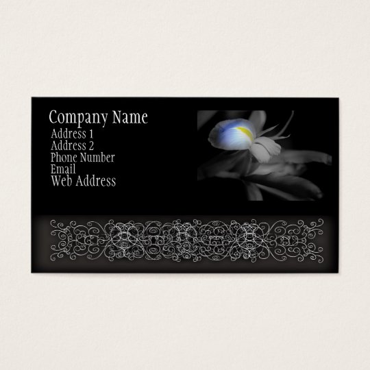 Black and White Iris Flower Photograph Business Card