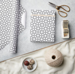 Black and White Islamic Geometric Wedding Wrapping Paper