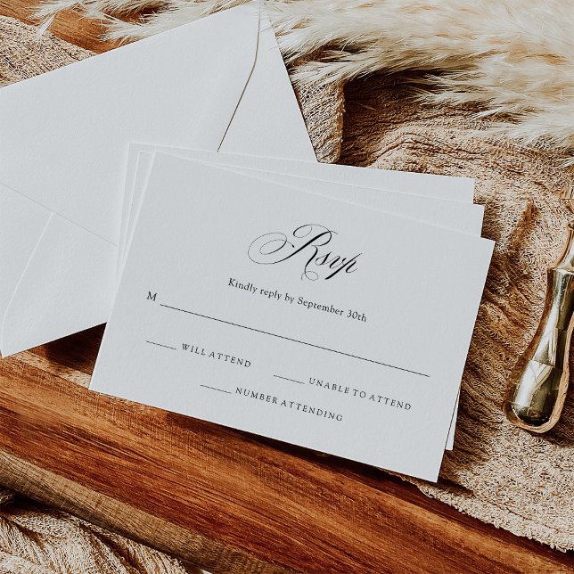 Black and White | Italian Elegance Wedding RSVP Card (Creator Uploaded)