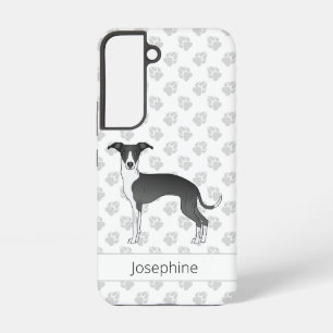 Black And White Italian Greyhound Dog With Paws Samsung Galaxy Case