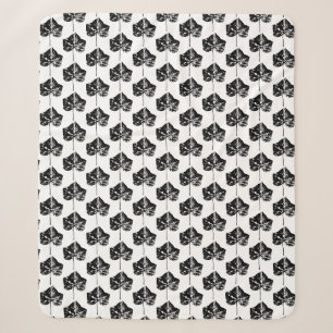 Black and White Ivy Leaf Print Sherpa Blanket