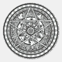 Black and white ivy pentacle mandala design