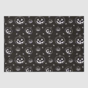 Black and White Jack-O' Lanterns Black Halloween Tissue Paper