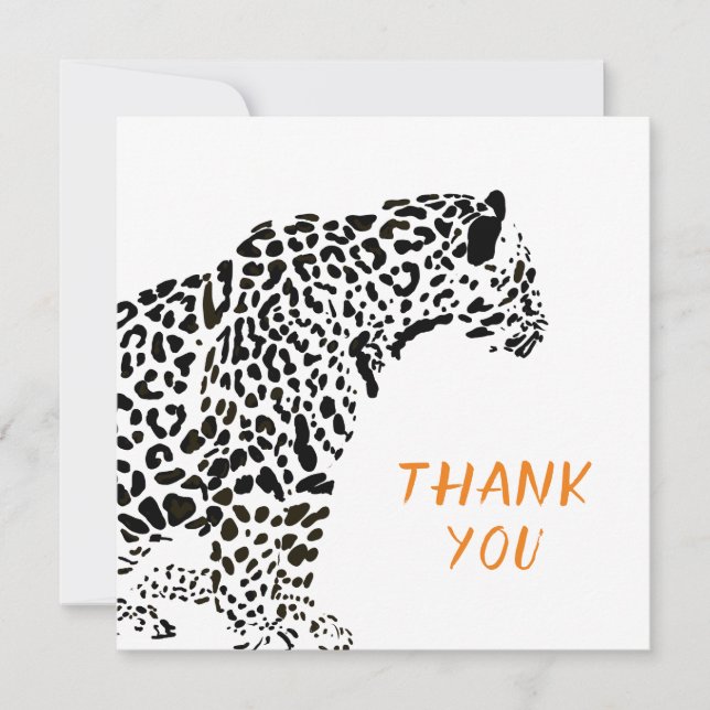 Black and White Jaguar Illustration Thank You (Front)