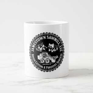 Black And White Jamestown Sawmill Logo On Large Coffee Mug