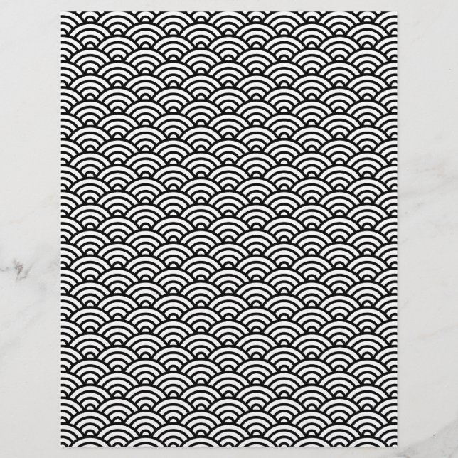 Black and white Japaneese wave scrapbook paper (Front)