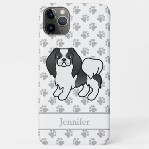 Black And White Japanese Chin Cartoon Dog & Name iPhone 11 Pro Max Case