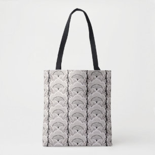 Black And White Japanese Floral Kimono Pattern Tote Bag