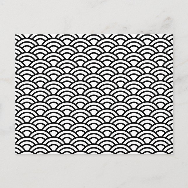 Black and White Japanese Geometric circles Postcard (Front)