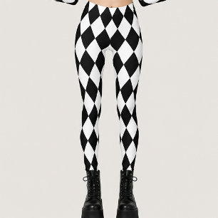 Black and white jester diamond gothic leggings